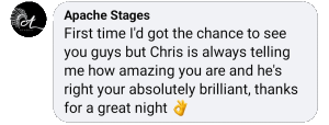 You're absolutely brilliant! - Apachhe Stages, Oxfordshire